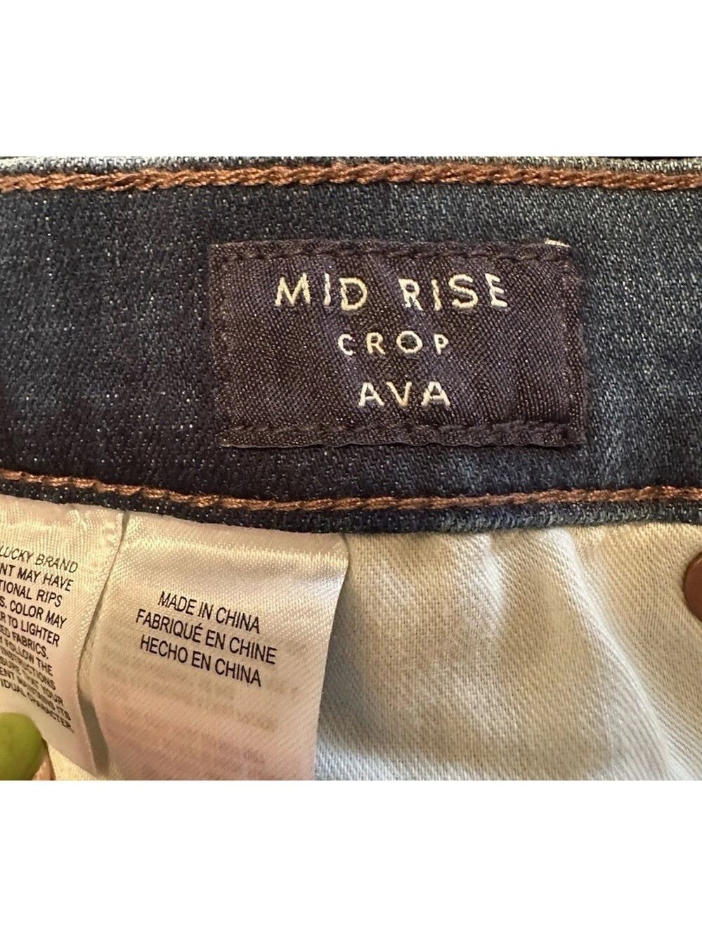 Lucky Brand Mid Rise Crop AVA Jeans Womens Size 6 / 28 Blue Denim Tapered Leg - Picture 15 of 16